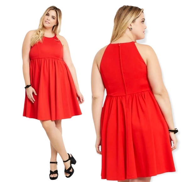 torrid Dresses & Skirts - TORRID High Neck Skater Dress Size 28 red ponte new with tags